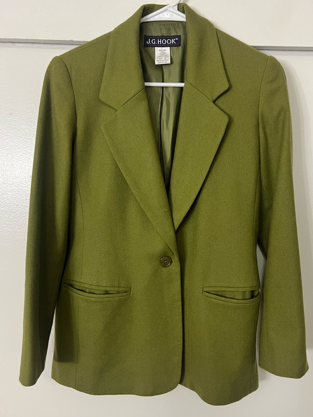 J.G. Hook Vintage Green (Olive/Avocado/Moss) 100% Wool Blazer Jacket Petite 4P